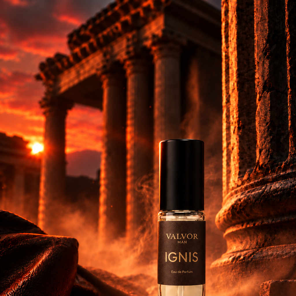 Ignis Discovery 5 ml tussen zuilen in rood avondlicht
