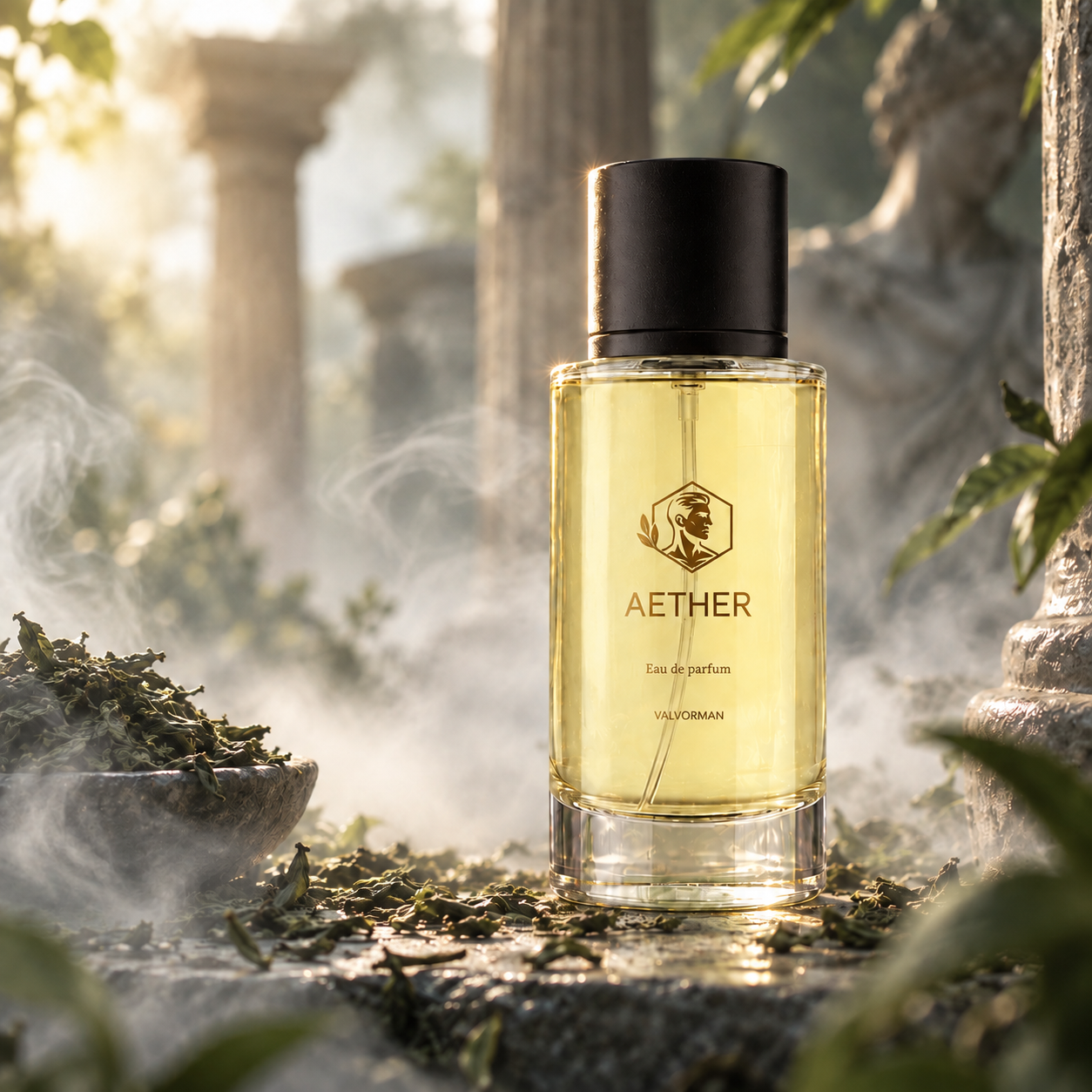 Aether eau de parfum 50 ml tussen zuilen, met groene thee en nevel
