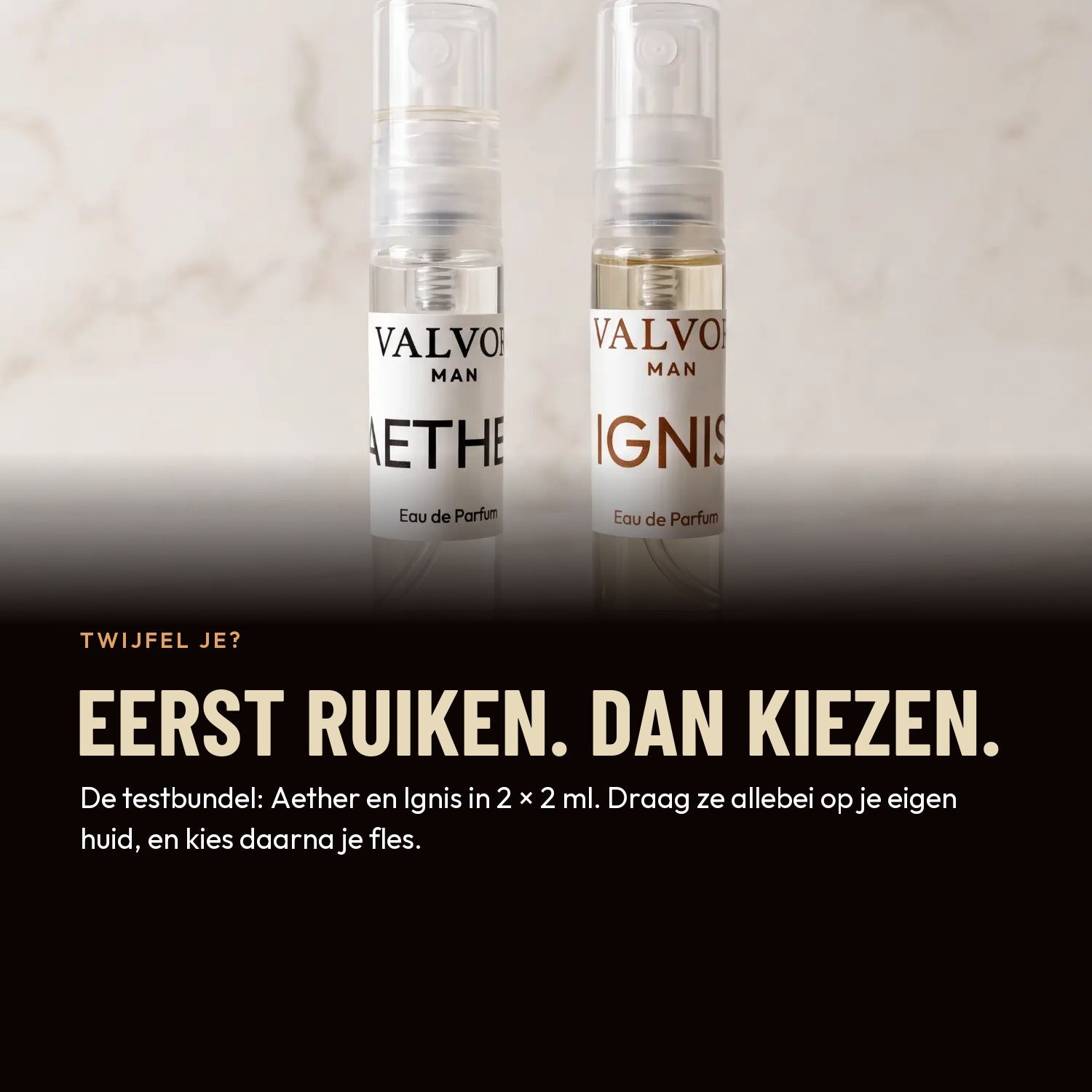 Eerst ruiken, dan kiezen: de testbundel met Aether en Ignis in 2 × 2 ml